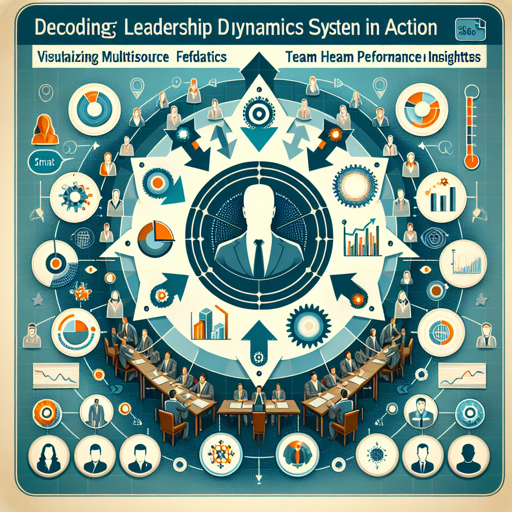 Visual representation of a 360-degree feedback system illustrating leadership assessment and employee performance reviews, highlighting multisource feedback and team performance insights.