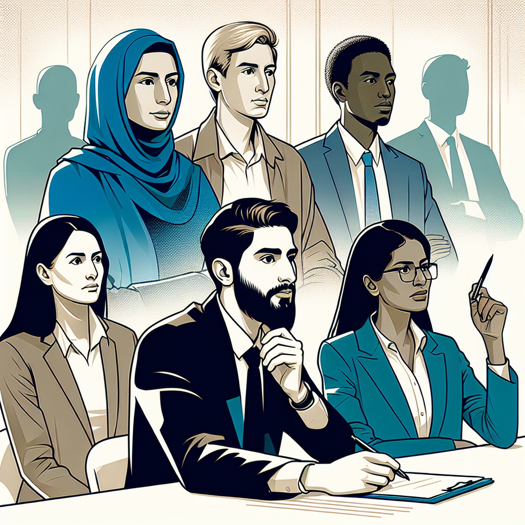 A group of diverse professionals engaged in a discussion, symbolizing the complexities of interpreting anonymous feedback in a formal setting.