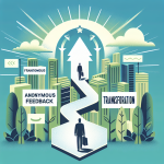 A conceptual illustration depicting the transformation of anonymous feedback into a strategic pathway for organizational growth, emphasizing the role of insights in fostering positive change.