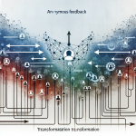 Abstract illustration depicting the impact of anonymous feedback on corporate culture, featuring interconnected nodes and arrows symbolizing communication and transformation within a business environment.