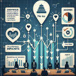 Anonymous employee pulse feedback linked by arrows to rising KPI charts and profit bars, showing how feedback drives measurable business success and ROI.